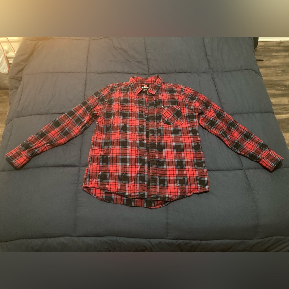 Quicksilver Large Red/Black/Blue Flannel